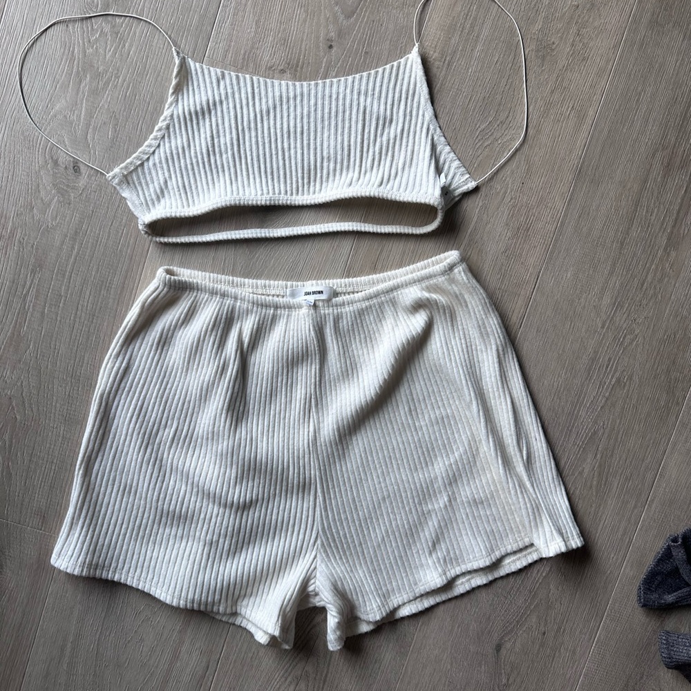 Joah Brown Cream Ribbed Set